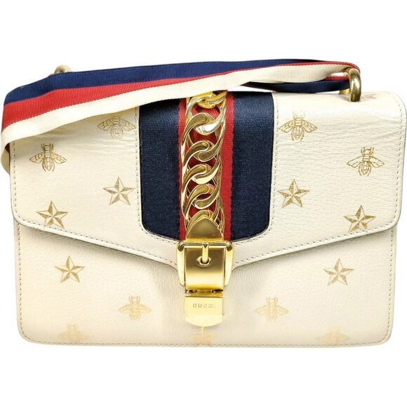 276648BA (X6) Gucci Crossbody Bag Sherry Line White Leather - Picture 1 of 9